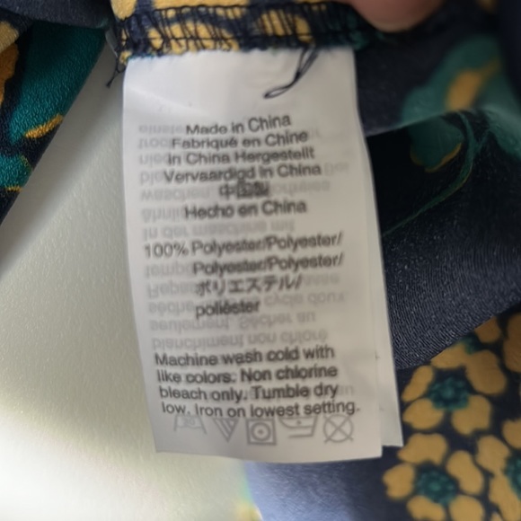 J. Crew Floral Wrap Top M Tall Navy Long Sleeve Tie Waist Blouse - Picture 3 of 4